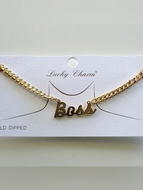 Gold Dipped Curb Chain Pendant Necklace